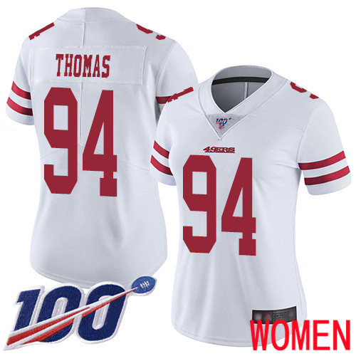 San Francisco 49ers Limited White Women Solomon Thomas Road NFL Jersey #94 100th